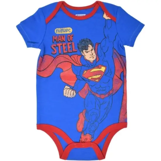 DC Comics Justice League The Flash Superman Batman Baby 3 Pack Bodysuits Newborn to Infant  image {1}