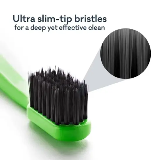 Grin Charcoal-Infused 100% Recycled Toothbrush for Sensitive Teeth and Gums - Orange - Medium image {4}