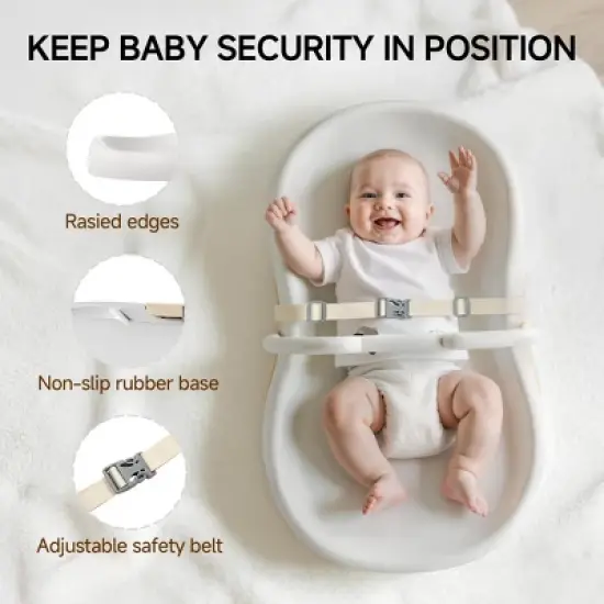 BabyBond Baby Changing Pad with Removable Safety Strap, Non-Slip Waterproof & Contoured Changing Pad for Dresser image {3}