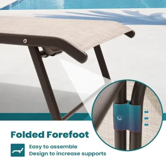 Pellebant Outdoor Lounger Aluminum Adjustable Chaise Lounge Chairs with Arms (Set of 2) image {5}