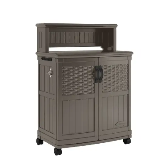 Suncast Patio Storage & Prep Station Stoney: Resin Outdoor Serving Cart with Galvanized Steel Hardware image {7}