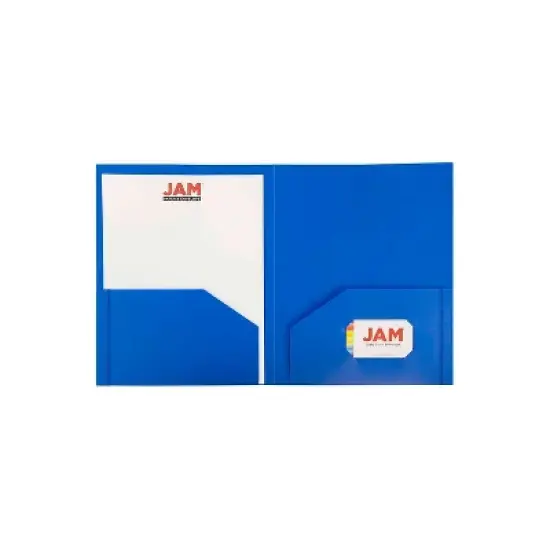 JAM Paper Heavy Duty 2-Pocket Folder Blue 108/Carton 383HBUB image {2}