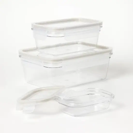 6pc (set of 3) Plastic Rectangle Food Storage Container Set Clear - Figmint&trade; image {2}