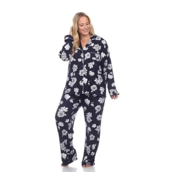 Plus Size Long Sleeve Floral Pajama Set - White Mark image {1}