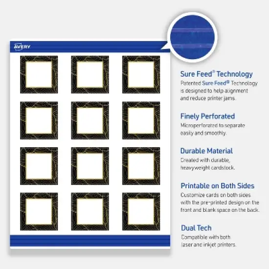 Avery Square Business Cards, Black with Gold Pattern, 2" x 2" image {2}