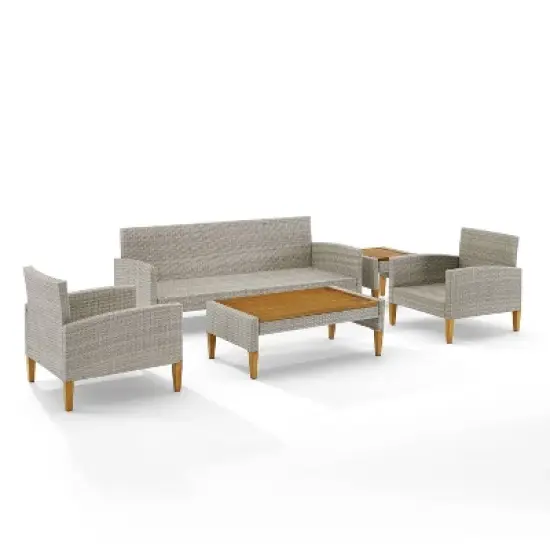Capella 5pc Outdoor Wicker Sofa Set - Gray - Crosley image {6}