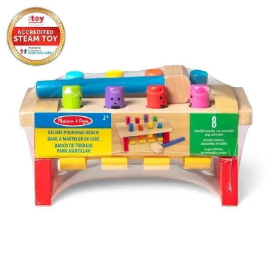 Melissa & Doug Deluxe Pounding Bench Wooden Toy With Mallet image {3}