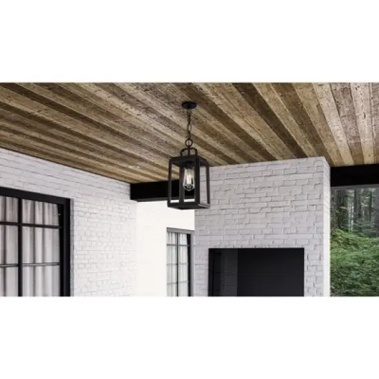 Urban Ambiance Luxury Farmhouse Outdoor Pendant 15.375''H x 7''W,  Midnight Black Finish,  Macon Collection, UHP1388 image {2}