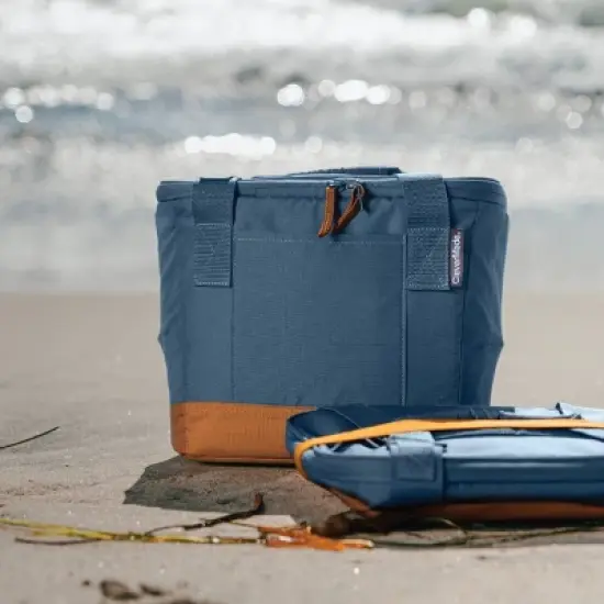 CleverMade Tahoe 18 Cans Collapsible Soft Sided Cooler - Ocean: Water-Resistant, Zip Closure image {14}