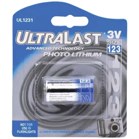 Ultralast&reg; UL1231 3-Volt CR123A Lithium Photo Battery in Multicolored image {1}