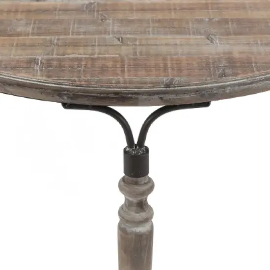 LuxenHome Rustic Wood and Metal Half Moon Console and Entry Table image {5}