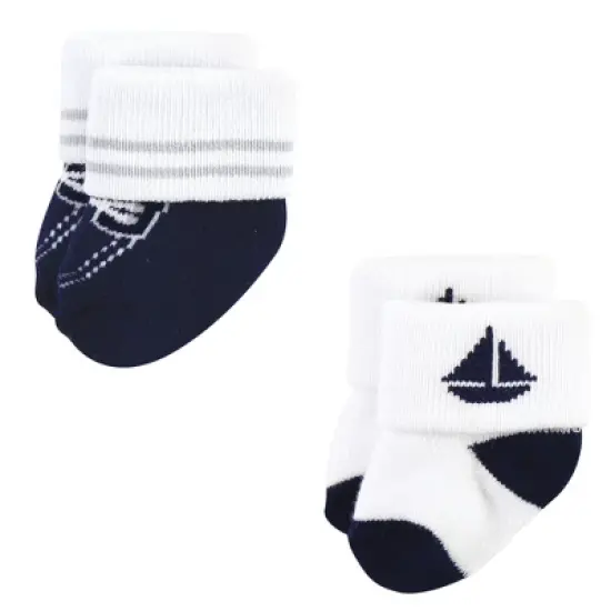 Hudson Baby Infant Boy Cotton Rich Newborn and Terry Socks, Nautical 12-Pack image {2}