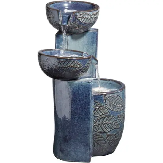 John Timberland Summer Leaves Cascading Bowls Modern Outdoor Floor Water Fountain with LED Light 26" for Yard Garden Patio Deck Porch House Exterior image {5}