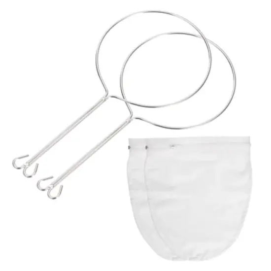 Unique Bargains Stainless Steel Reinforced Frame Cloth Mesh Sturdy Handle Mesh Strainer Bag 2 Sets image {5}
