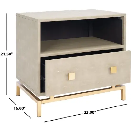 Meilana 1 Self 1 Drawer Nightstand - NST6403 - Light Taupe/Brass - Safavieh image {10}