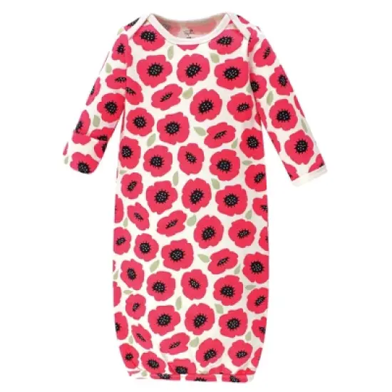 Touched by Nature Baby Girl Organic Cotton Long-Sleeve Gowns 3pk, Poppy, 0-6 Months image {1}