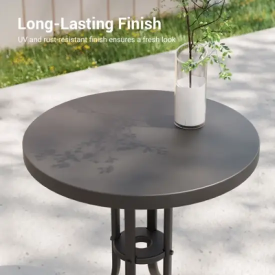 Sonkuki Patio Round Side table, Modern Industrial Style w/Metal Frame image {5}