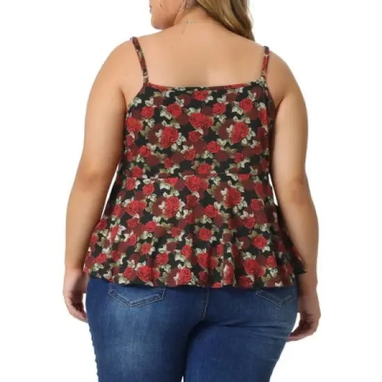 Agnes Orinda Women's Plus Size Peplum Adjustable Strap Outfits Floral Camisole image {3}