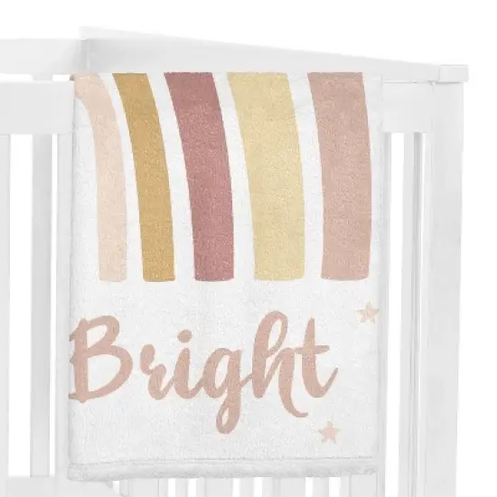 Sweet Jojo Designs Girl Milestone Swaddle Baby Blanket Boho Rainbow Pink Yellow and White image {1}