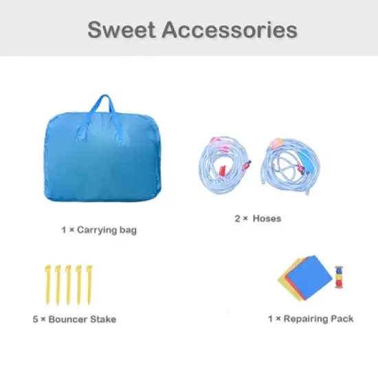 Costway Inflatable Bounce House Kids Water Splash Pool Dual Slides Climbing Wall without Blower image {9}