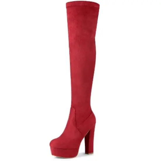 Allegra K Women's Platform Block Heel Over Knee High Boots image {14}