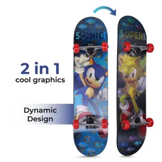 Sonic the Hedgehog 31" Skateboard with ABEC5 Bearings - Perfect for Beginners and Pros with Unique Artwork image {2}