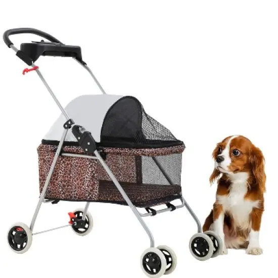 BestMassage Pet Stroller 4 Wheels Dog Cat Stroller Foldable Jogger Stroller image {8}
