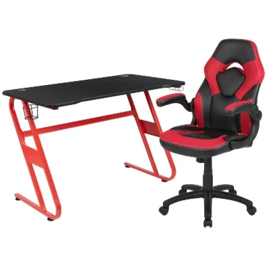 Flash Furniture Gaming Desk and Racing Chair Set with Cup Holder and Headphone Hook image {14}