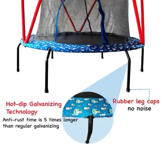 66'' Trampoline for Kids Toddler Indoor Outdoor Small Trampolines for Baby with heighten net No-Gap Design for Kids image {4}