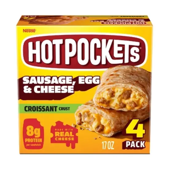 Hot Pockets Croissant Crust Sausage, Egg & Cheese Frozen Breakfast Sandwiches - 17oz/4ct image {8}