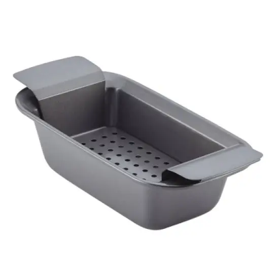 Rachael Ray 2pc Meatloaf Pan Set: Nonstick Steel Baking Dish, Dishwasher-Safe, Gray, Rectangle, 13.25" x 6.5" image {6}