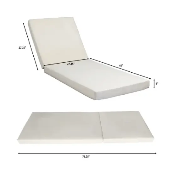 Chaise Lounge Chair Wood Frame with Adjustable Backrest, Outdoor Lounge Chairs with 4 Inch Cushion-Maison Boucle image {2}