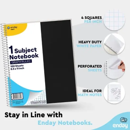 Enday Graph Paper Notebook 8.5 x 11 with Plastic Cover, 1 Grid Notebook, Graph paper spiral notebook, Graph notebook image {2}
