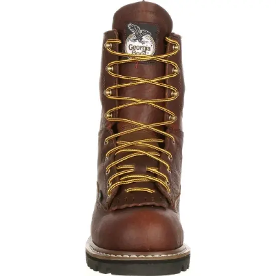 Men's Brown Georgia Boot Steel Toe Waterproof Lace-To-Toe Work Boot Size 9.5(Wide) image {2}