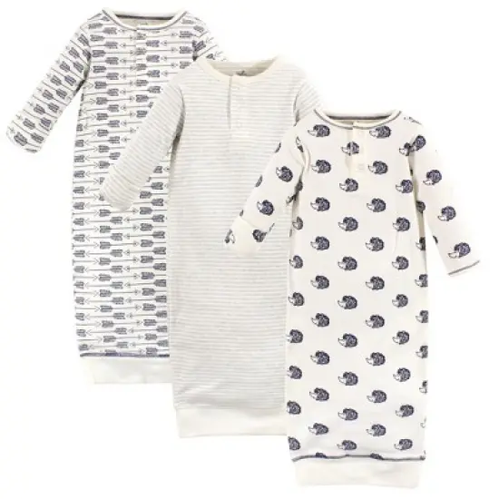 Touched by Nature Baby Boy Organic Cotton Henley Long-Sleeve Gowns 3pk image {4}
