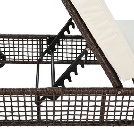 Whisen Rattan Outdoor Lounge Chair, Patio Chaise Lounge with 5-Position Backrest image {12}