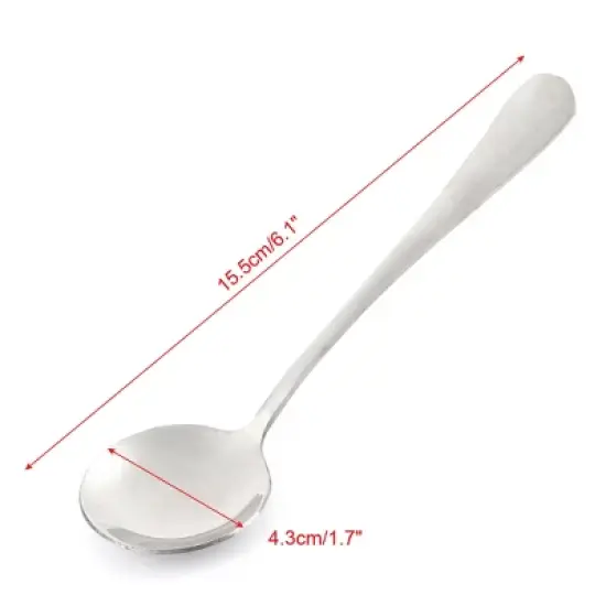 Unique Bargains Home Restaurant Stainless Steel Round Head Soup Spoon 6.1'' Long Silver Tone 1 Pc image {1}