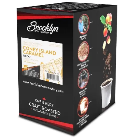 Brooklyn Beans DECAF Coffee Pods, Keurig compatible, Coney Island Caramel, 40 Count image {1}