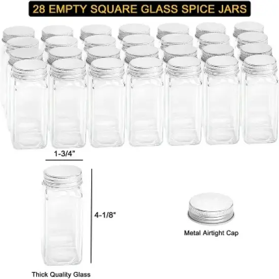 4 Pack Spice Rack Wall Mount with 24 Jars, 386 Label(Black) image {4}