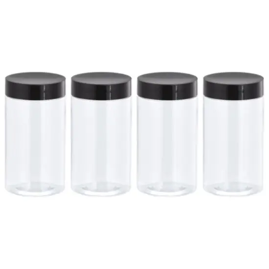 Unique Bargains Round Clear Plastic Empty Jars with Black Screw Top Lids for Storage 4 Pcs image {5}