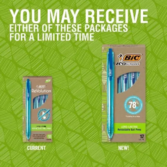 BIC Ecolutions Ocean-Bound Retractable Ballpoint Pens Medium Point Blue Ink Dozen (BPRR11-BLU) image {1}