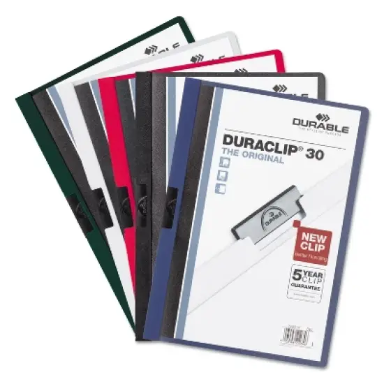 Durable DuraClip Report Cover Clip Fastener Clear/Dark Blue 30-Sheet - 8.5" x 11" - Case of 25 image {6}