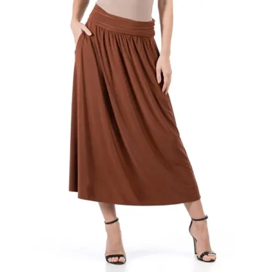 24seven Comfort Apparel Womens Foldover Maxi Skirt With Pockets image {6}