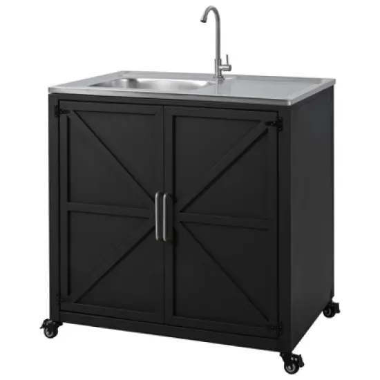 YOOCOZZ  Modular Outdoor Kitchen Sink with Cabinet - Black image {6}