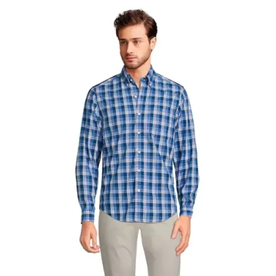 Lands' End Men's Tailored Fit Essential Lightweight Long Sleeve Poplin Shirt image {5}