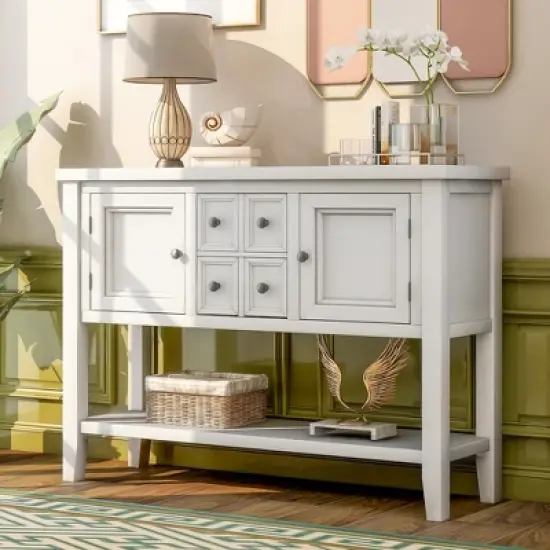 Modernluxe Cambridge Series Buffet Sideboard Console Table with Bottom Shelf image {14}