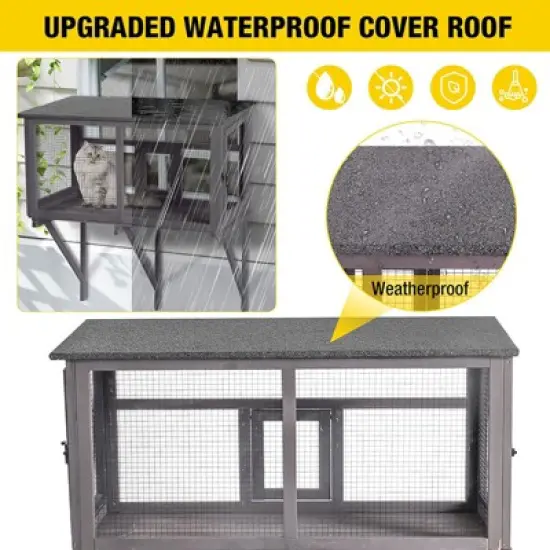 Aivituvin Wooden Cat Window Catio | Waterproof Roof-AIR7016 image {1}