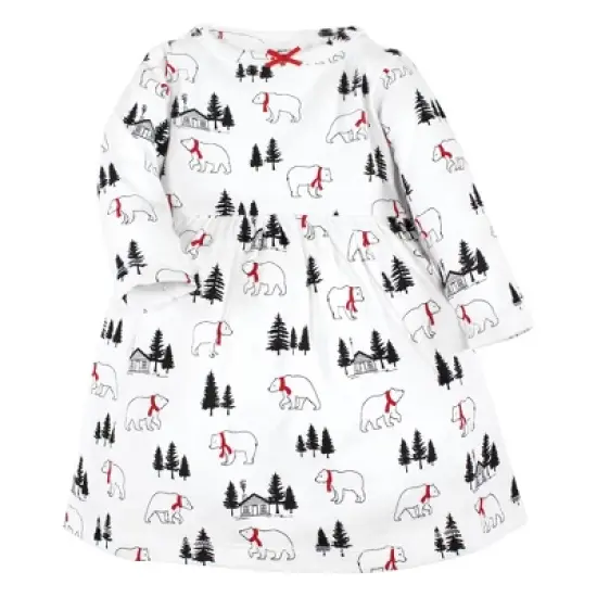 Hudson Baby Girl Cotton Dresses, Winter Bear image {2}