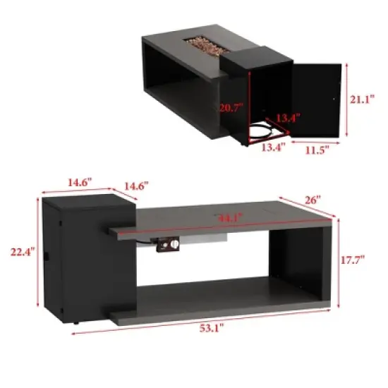 Famapy Patio Table Fire Pit Table Patio 50,000 BTU Propane Burner Fire Table : 2-in-1 Dining & Heating Safe and All Weather Use image {2}