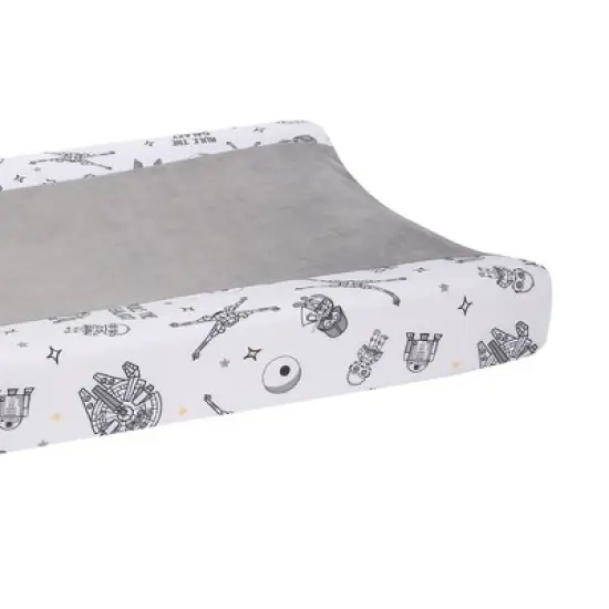 Lambs & Ivy Star Wars Millennium Falcon White/Gray Soft Changing Pad Cover image {1}